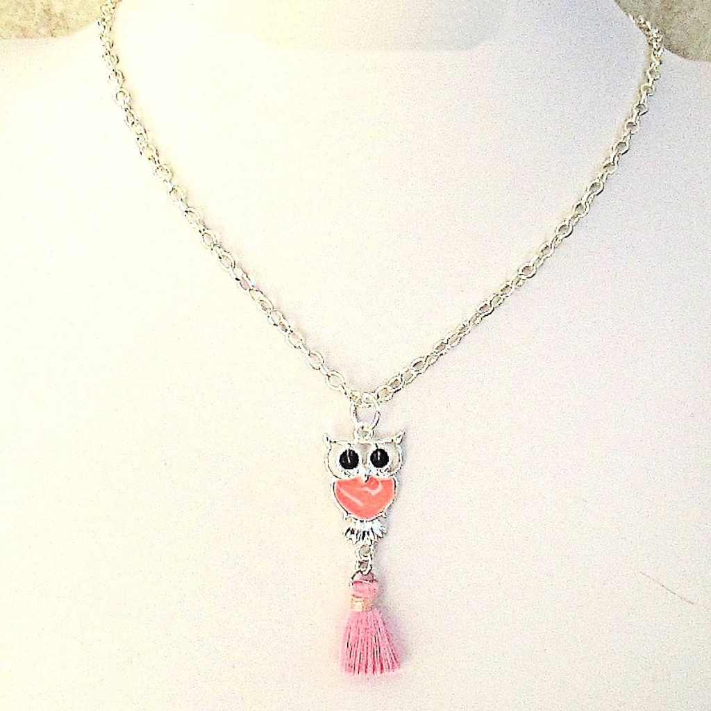 Pink Owl Charm Chain Necklace